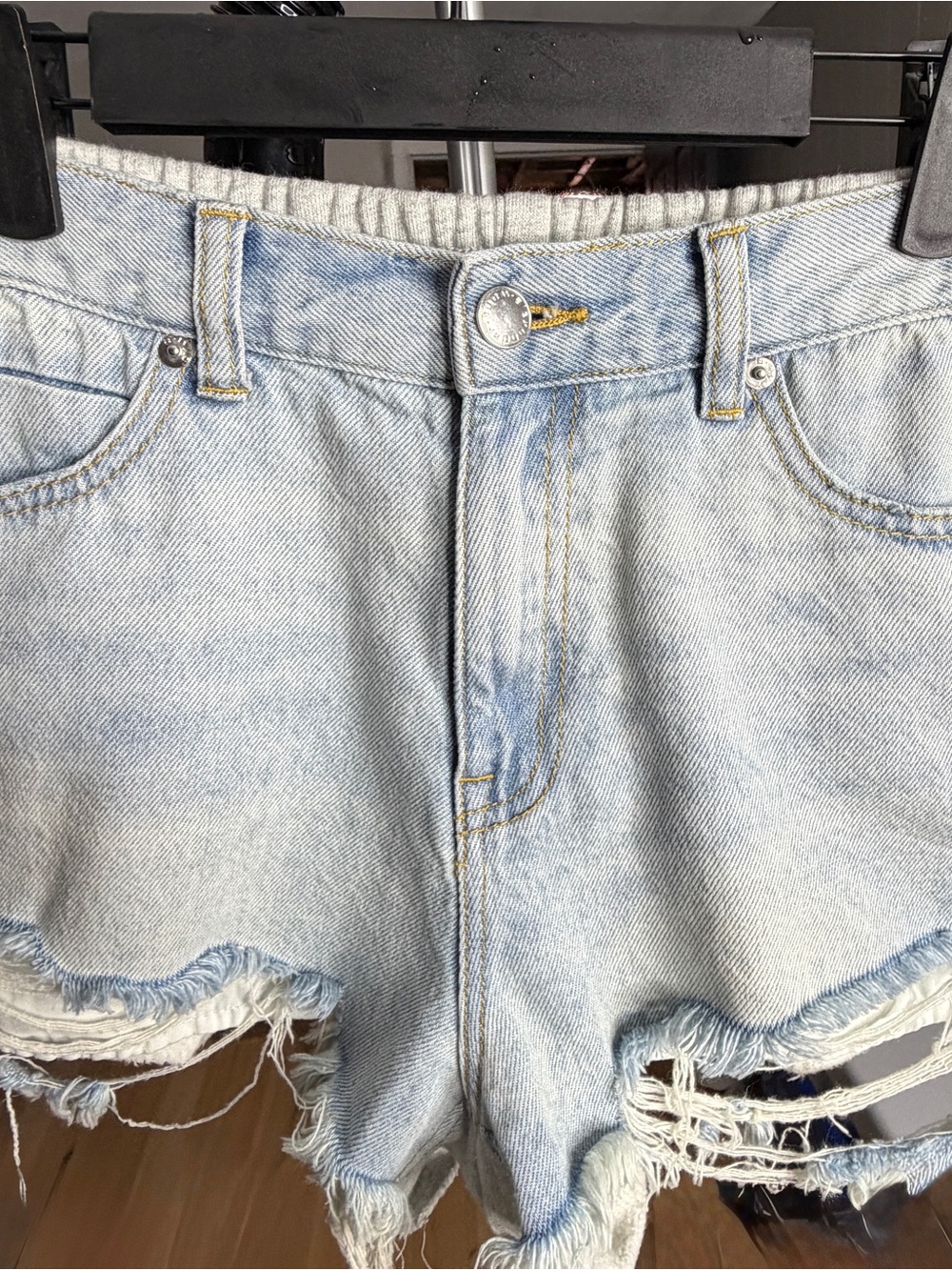 Alexander Wang Light Blue Distressed Denim Shorts